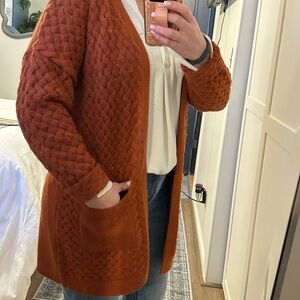 NWOT Burnt Orange Cardigan with Front Pocket